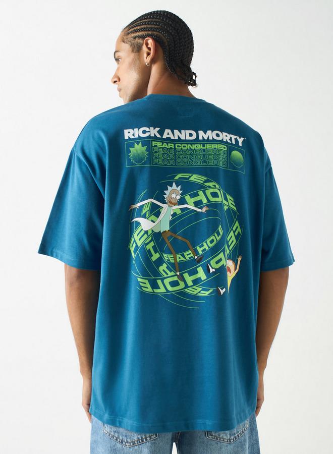 SP Characters Rick and Morty Print Crew Neck T-shirt with Short Sleeves - Image 1