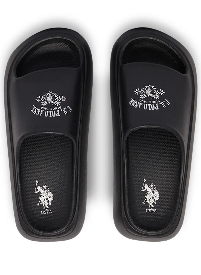 U.S. Polo Assn. Women's Black Slides - High-Quality Sole Lightweight & Trendy Design