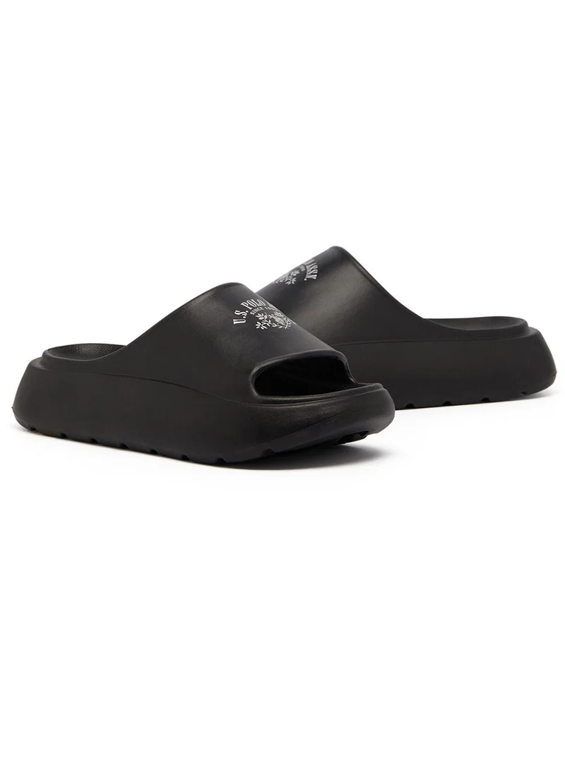 U.S. Polo Assn. Women's Black Slides - High-Quality Sole Lightweight Shoes & Trendy Design Shoes