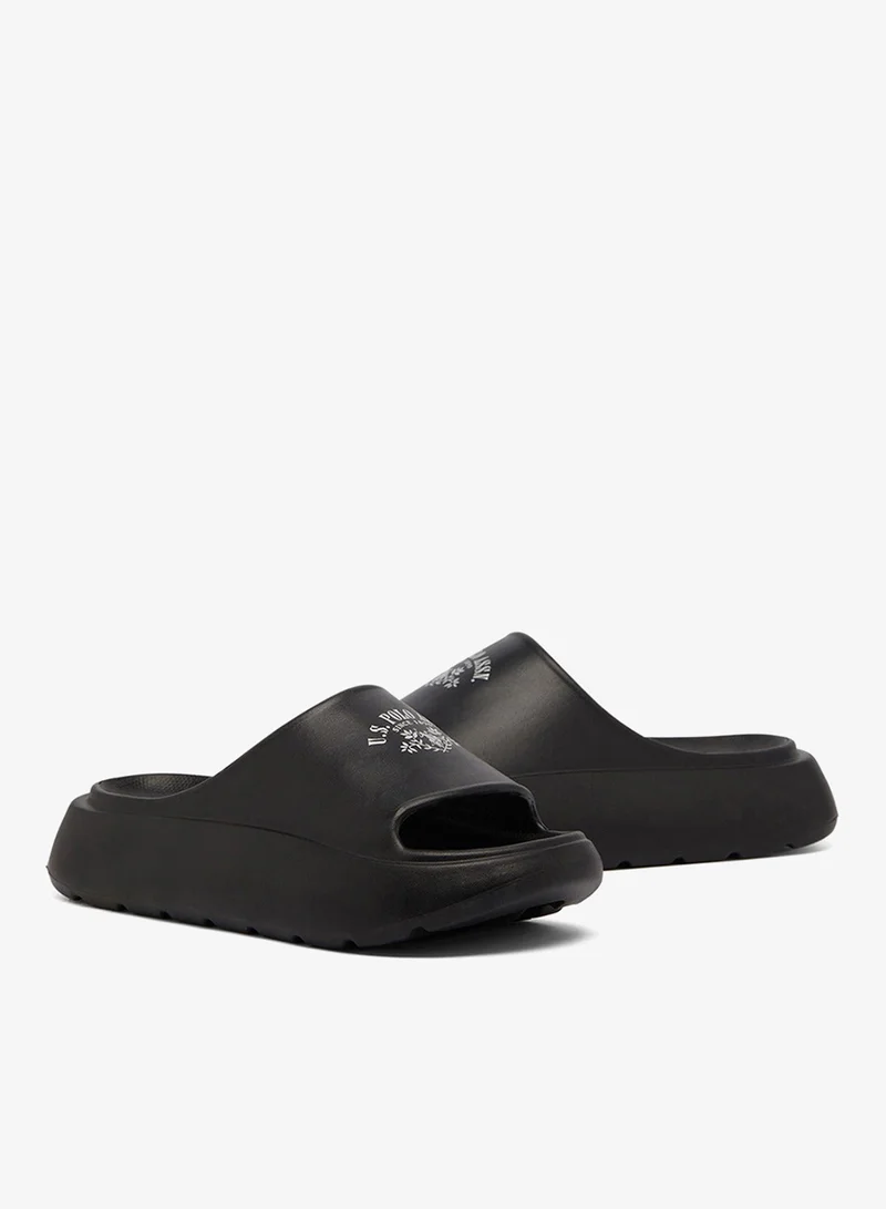 U.S. Polo Assn. Women's Black Slides - High-Quality Sole Lightweight Shoes & Trendy Design Shoes