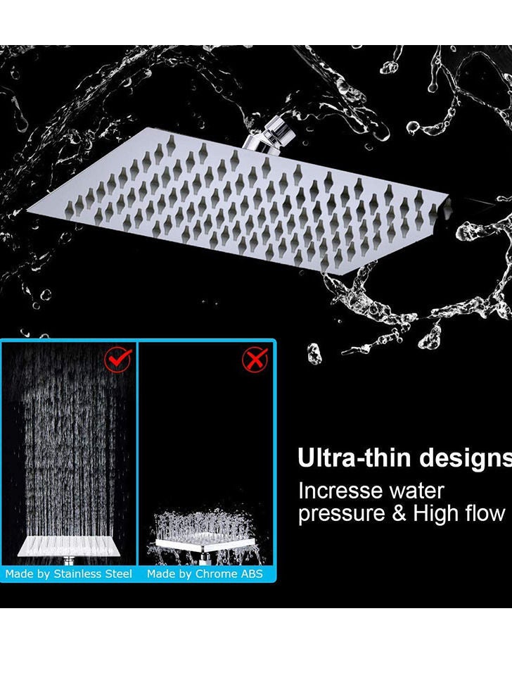 Supercharged 8-inch Stainless Steel Shower Top Spray 3-function Handheld Shower Head Dual Shower Set - Image 4