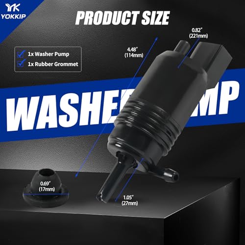 YOKKIP Windshield Washer Pump - Replacement for Chevy Silverado 1500, 2500, 3500, GMC Acadia, Sierra 1500, 2500, 3500, Cadillac CT6, XT4, XT5 Washer Fluid Pump Replaces OEM: 22999423, 84518407 - Image 2