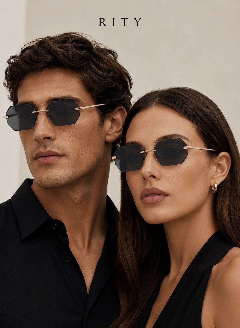 RITY Men & Women Sunglasses with Elegant Metal Frame and Polarized Lenses | Full UV Protection | Luxury Fashion Eyewear for Driving, Travel, Beach & Outdoor Activities | Stylish & Lightweight Design - Image 2