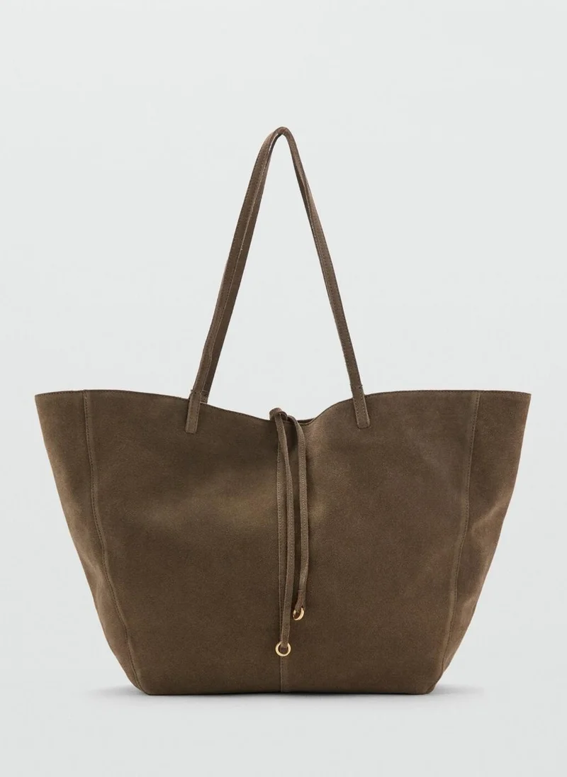 MANGO Suede shopper bag with bow closure
