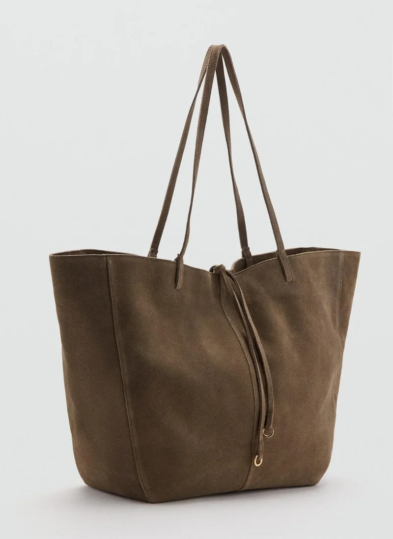MANGO Suede shopper bag with bow closure