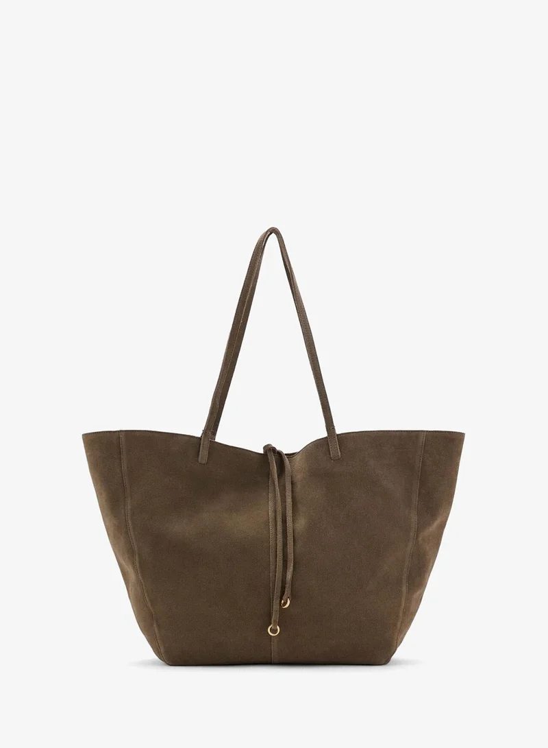 MANGO Suede shopper bag with bow closure