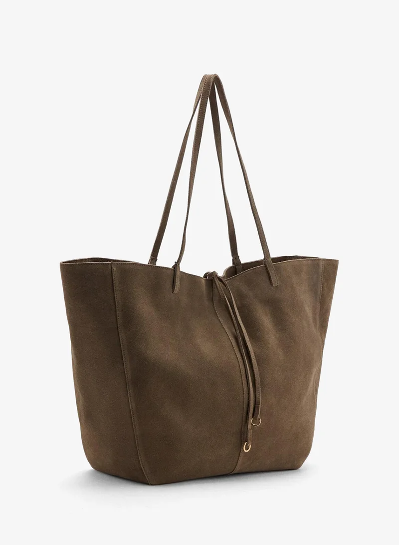 MANGO Suede shopper bag with bow closure