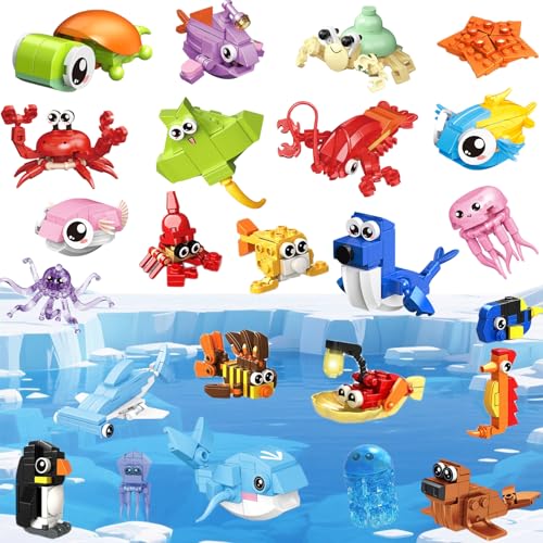 VEMBAP 24 Pack Party Favor for Kids Building Set Mini Ocean Animals Building Blocks Toy for Goodie Bag Stuffers Classroom Prizes STEM Toys for BoysEaster Basket Stuffers Birthday Gifts - Image 1