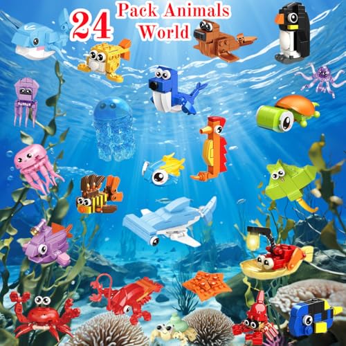 VEMBAP 24 Pack Party Favor for Kids Building Set Mini Ocean Animals Building Blocks Toy for Goodie Bag Stuffers Classroom Prizes STEM Toys for BoysEaster Basket Stuffers Birthday Gifts - Image 5