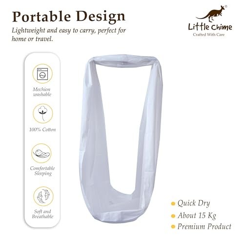 Little Chime White Cotton Swing Cloth with Spring Set and Mosquito Net/Jhula/Jhoola/Cotton Cradle Cloth/Hanging Swing/Cradle Cloth (White, Large) - Image 4