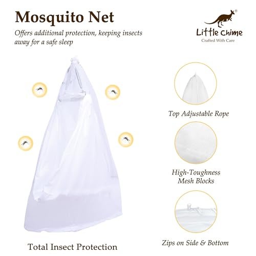 Little Chime White Cotton Swing Cloth with Spring Set and Mosquito Net/Jhula/Jhoola/Cotton Cradle Cloth/Hanging Swing/Cradle Cloth (White, Large) - Image 5