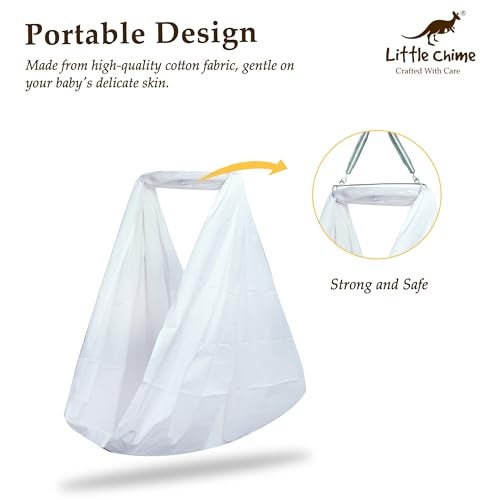 Little Chime White Cotton Swing Cloth with Spring Set and Mosquito Net/Jhula/Jhoola/Cotton Cradle Cloth/Hanging Swing/Cradle Cloth (White, Large) - Image 3