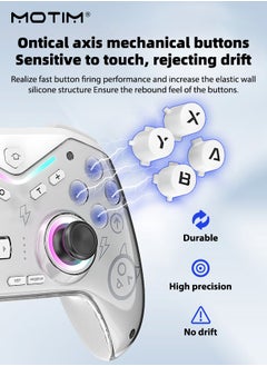 Motim Wireless Gamepad Compatible with Switch/Steam/PC/Android/IOS, Adjustable RGB Lighting Gaming Controller, Programmable Gamepad, Hall Effect Trigger, Turbo, Simulate True Vibration and Precise Button  - Image 2