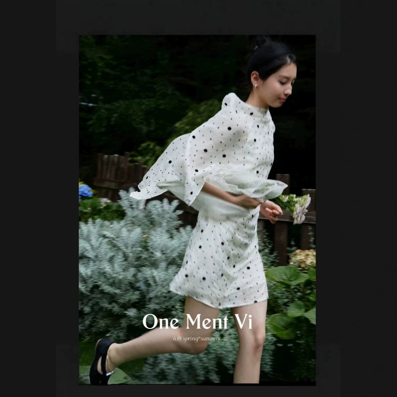 فستان One-nt VI 6-in-1 تنسل بولي دوت مع عباءة قابلة للفصل وخصر مجعد بلا أكمام - Image 2