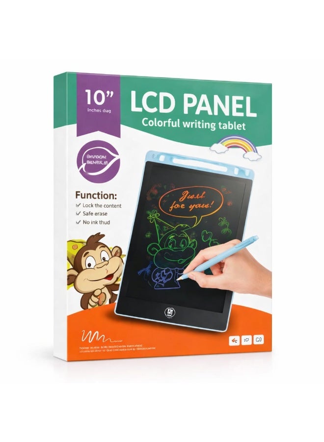لوح كتابة LCD مقاس 10 بوصة للأطفال والكبار، لوحة رسم ملونة مع قلم ستايلس، مفكرة رقمية قابلة لإعادة الاستخدام، لوحة كتابة إلكترونية قابلة للمسح، لوحة دودل محمولة للتعلم والاستخدام في المنزل والمكتب - Image 1