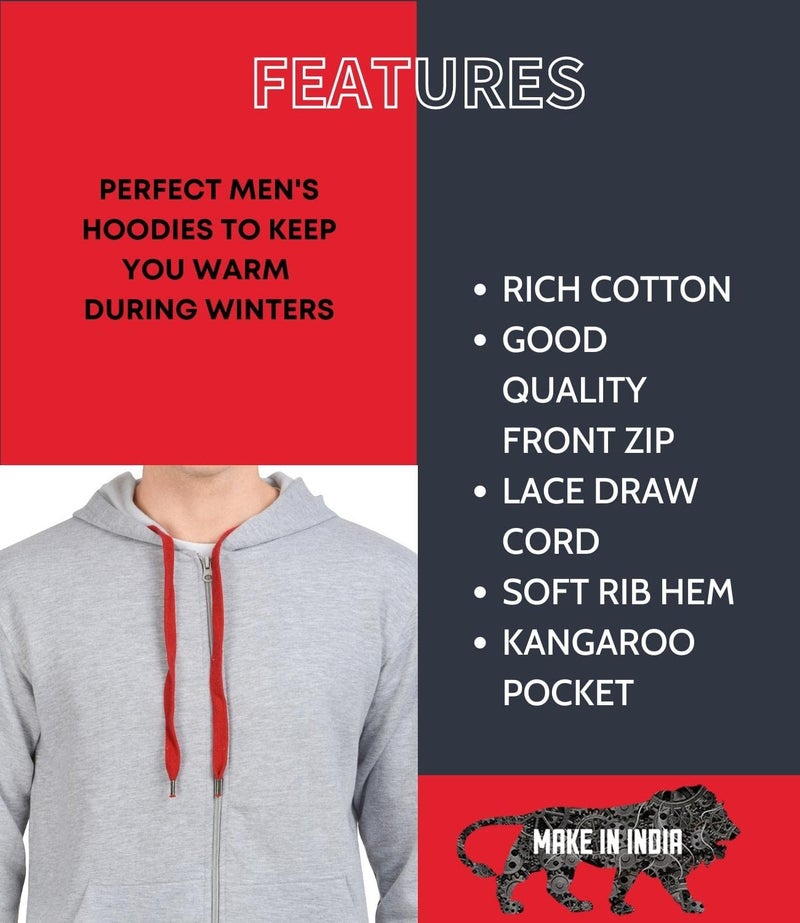 Scott International Men's Cotton Hooded Hoodie (sc-sshz10-M_Grey_Medium) - Image 3