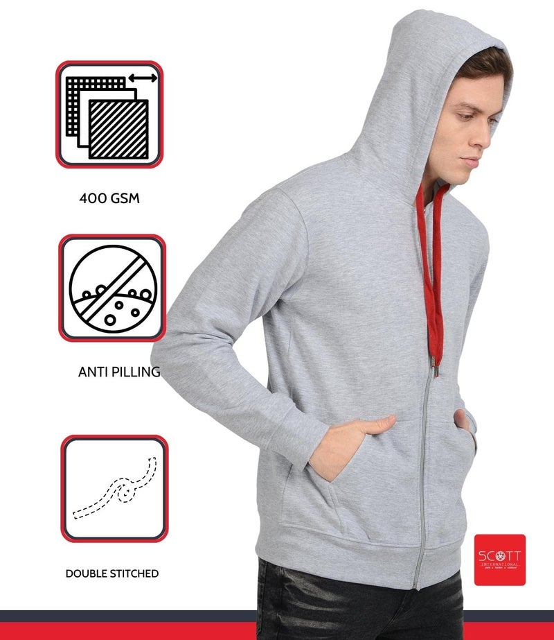 Scott International Men's Cotton Hooded Hoodie (sc-sshz10-M_Grey_Medium) - Image 4
