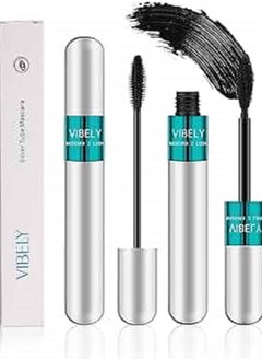Vibely Lash Cosmetics Vibely Mascara, Vibely Mascara 5x Longer Waterproof 2 in 1 Thrive Mascara 4d Silk Fiber Lash Mascara Vibely Mascara Black for Natural Lengthening and Thickening Long-lasting (Black)  - Image 1