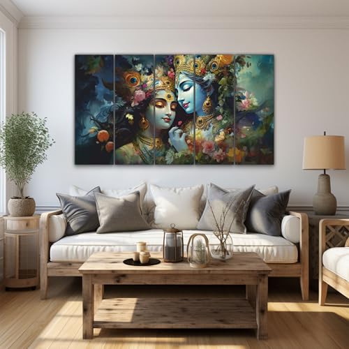 The Castle Decor Radha Krishna Wall Painting For Living Room Big Size - Radha Krishna Photo Frame Wall Decor For Bedroom,Office,Hotels - Peaceful Digital Painting Wooden Framed For Gifting (27X48") - Image 3