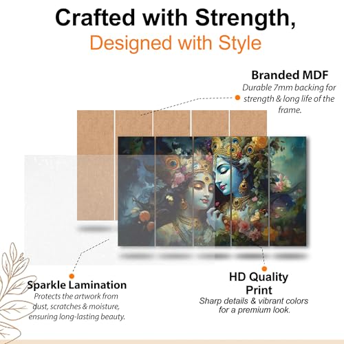 The Castle Decor Radha Krishna Wall Painting For Living Room Big Size - Radha Krishna Photo Frame Wall Decor For Bedroom,Office,Hotels - Peaceful Digital Painting Wooden Framed For Gifting (27X48") - Image 4