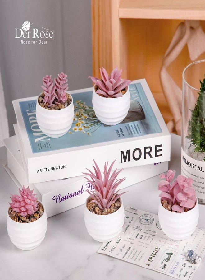 Der Rose Set of 6 Succulents Plants Artificial in Pots Small Fake Plants for Halloween Decorations Bedroom Living Room Office Shelf Black Bathroom Decor - Image 4