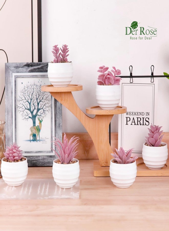 Der Rose Set of 6 Succulents Plants Artificial in Pots Small Fake Plants for Halloween Decorations Bedroom Living Room Office Shelf Black Bathroom Decor - Image 2