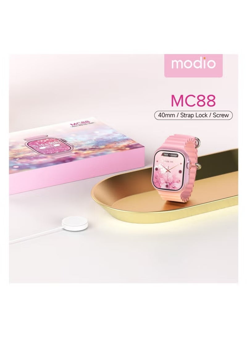 Modio MC88 Ultra Mini 36mm Smart Watch – Wireless Charging Strap, Screw Lock, Sleek Pink Design, Fitness Tracker, Heart Rate Monitoring, Notifications & Calls, Stylish & Compact – Perfect for Everyday Use - Image 4