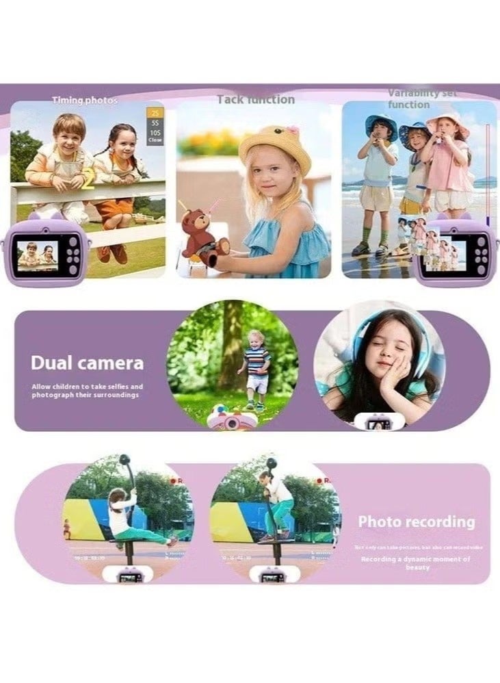 Instant Print Kids Camera 48MP Dual Lens with 2.4" IPS Screen, 1080P HD Video, MP3 Player, Games, Voice Recorder, Selfie Mode, Smart Focus, Funny Frames, No-Ink Thermal Printing with 3 Paper Rolls, Rechargeable 1000mAh Battery, Expandable Memory up to 128GB – Perfect Gift for Children Ages 4-12 - Image 2