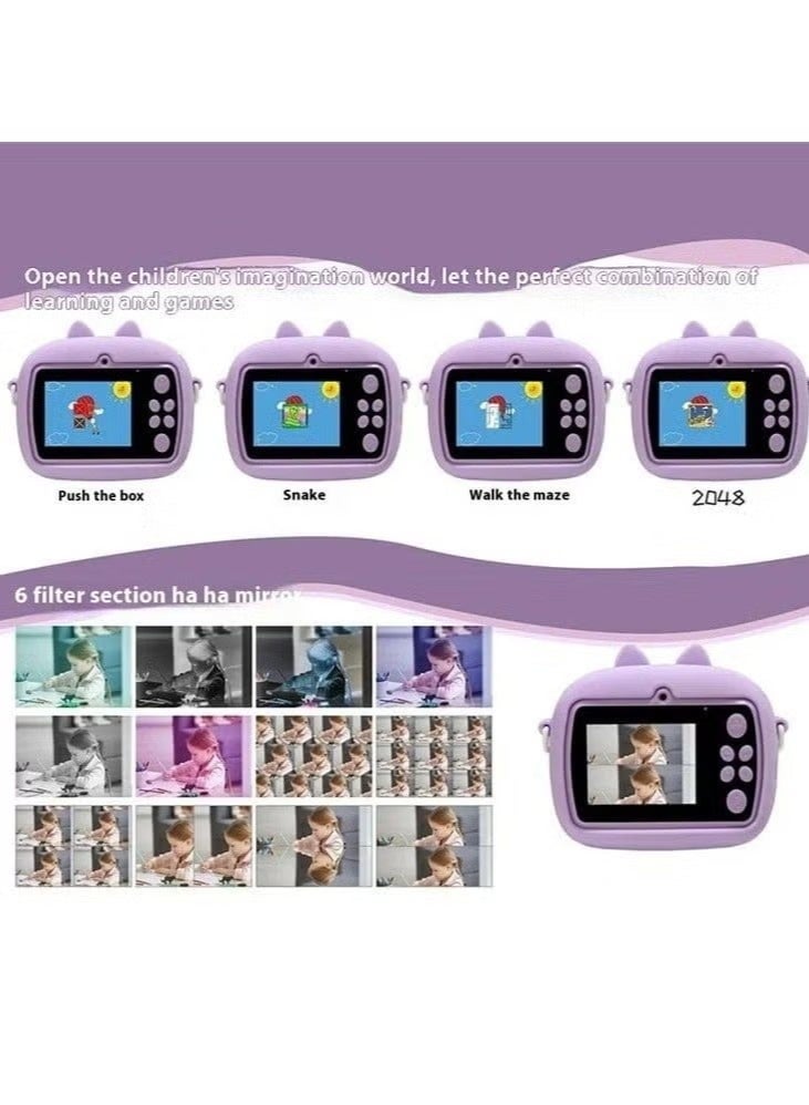 Instant Print Kids Camera 48MP Dual Lens with 2.4" IPS Screen, 1080P HD Video, MP3 Player, Games, Voice Recorder, Selfie Mode, Smart Focus, Funny Frames, No-Ink Thermal Printing with 3 Paper Rolls, Rechargeable 1000mAh Battery, Expandable Memory up to 128GB – Perfect Gift for Children Ages 4-12 - Image 3