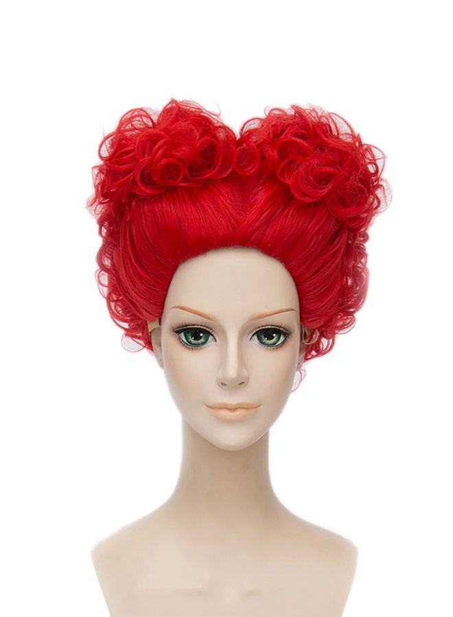 إسكدنيا شعر مستعار تنكري قصير ومموج بتصفية شخصية الأنمي الملكة أليس أحمر