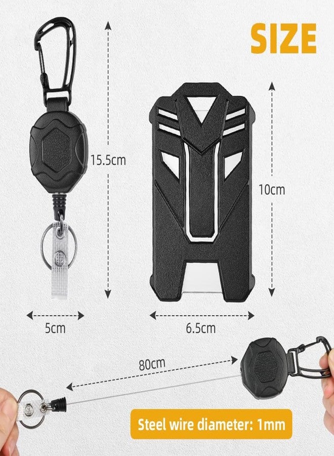 Jubobu ID Card Holder for Office,Retractable ID Card Pulley with Keychain and ID Card Cover,Anti-Lost Heavy-Duty Keychain with 80 CM Retractable - Image 2