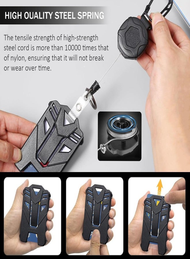 Jubobu ID Card Holder for Office,Retractable ID Card Pulley with Keychain and ID Card Cover,Anti-Lost Heavy-Duty Keychain with 80 CM Retractable - Image 3