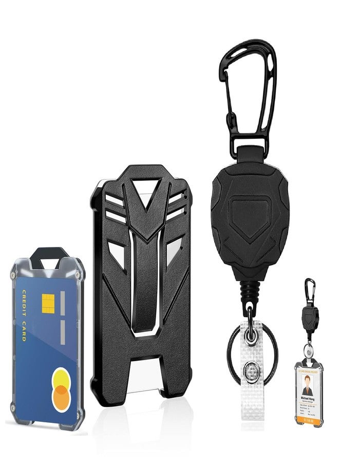 Jubobu ID Card Holder for Office,Retractable ID Card Pulley with Keychain and ID Card Cover,Anti-Lost Heavy-Duty Keychain with 80 CM Retractable - Image 1
