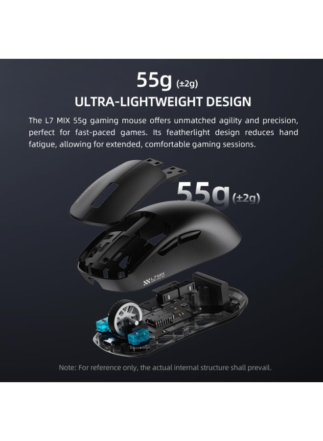 Machenike L7 Mix Wireless Gaming Mouse with RGB Backlit,26,000 DPI,PAW3395 Sensor,Ultra-Lightweight,Programmable Buttons,Long Battery Life,White Mouse Gaming for Laptop,PC,Mac - Image 4