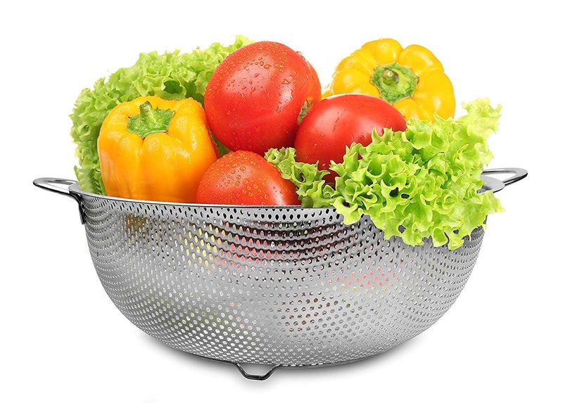 WROPZO Stainless Steel MicroPerforated Colander Kitchen Strainer Sieve with Handle Large 5 Quart Bowl Pasta Rice Fruit Vegetable Drainer - Image 2