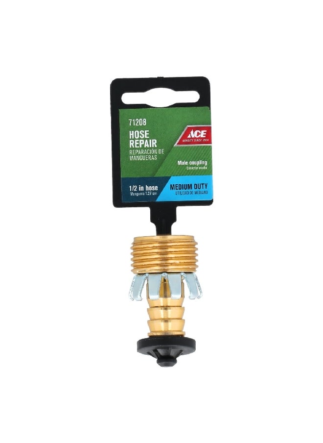 ACE Hose Repair Male Coupling Gold and Silver 0.5 Inch 25Z1/2A  - Image 1