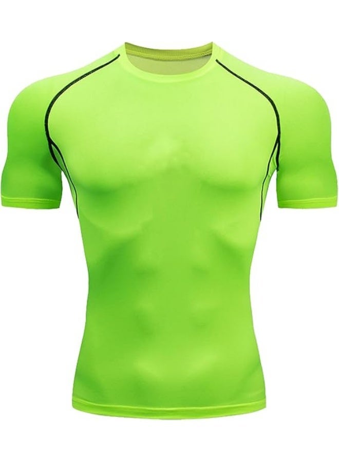 7 men's tight fitting shirts, short sleeved sports tops, cool and dry sports shirts, sports T-shirts in size S - Image 2