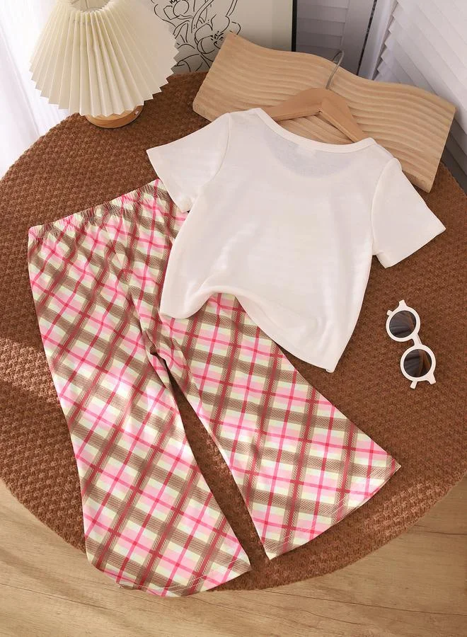 Take Two Girls Bear Graphic Print T-Shirt and Pants Co-Ords