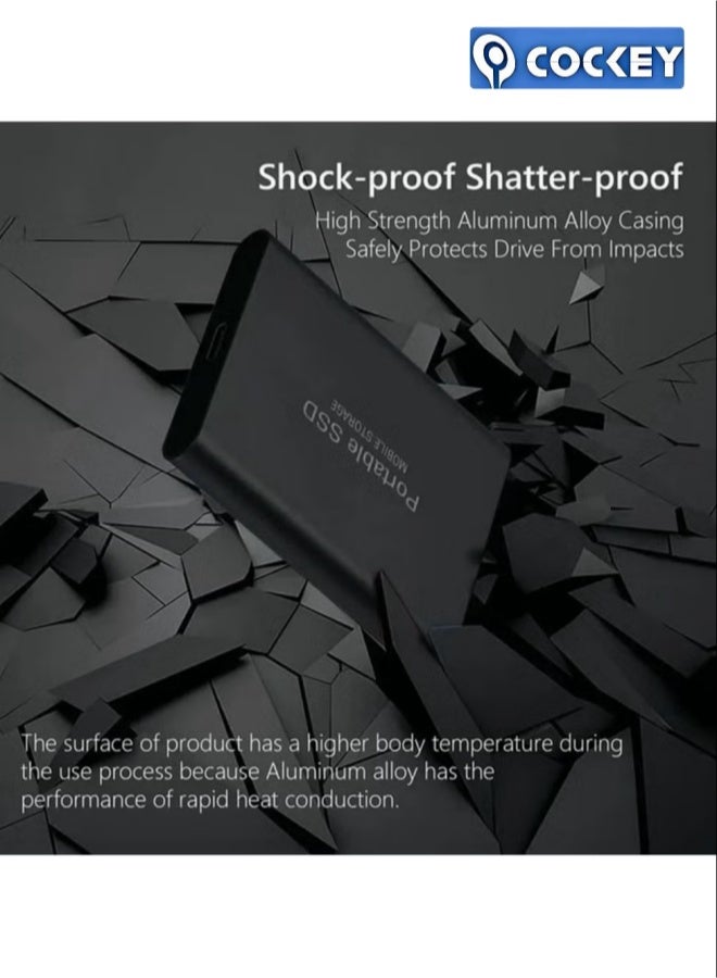 كوكي محرك أقراص ثابتة خارجي محمول بسعة تيرابايت ومحركات أقراص ثابتة صغيرة ومحركات أقراص خارجية ثابتة الحالة ومحرك أقراص النسخ الاحتياطي بالكمبيوتر ودعم نوع نقل تخزين البيانات للكمبيوتر المحمول بنظام التشغيل و (أسود - Image 3