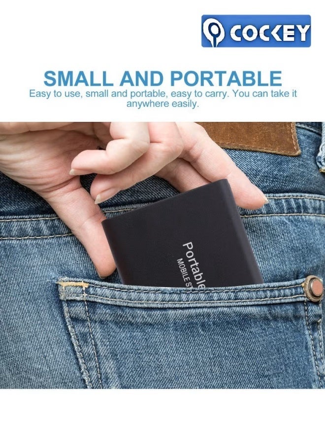 كوكي محرك أقراص ثابتة خارجي محمول بسعة تيرابايت ومحركات أقراص ثابتة صغيرة ومحركات أقراص خارجية ثابتة الحالة ومحرك أقراص النسخ الاحتياطي بالكمبيوتر ودعم نوع نقل تخزين البيانات للكمبيوتر المحمول بنظام التشغيل و (أسود - Image 2