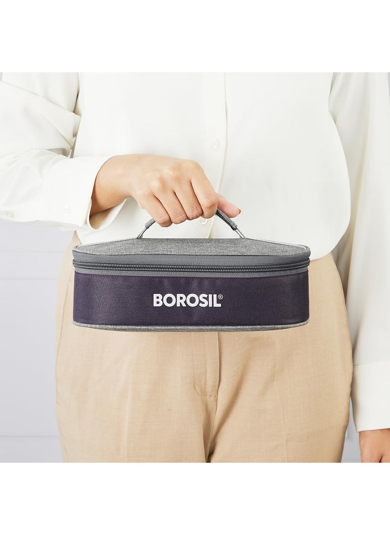 BOROSIL Borosil Glory Lavender Stainless Steel Lunchbox with Bag 2 pcs Container Set 280ml Each Microwavable Tiffin with Food Grade Steel Leakproof Dishwasher Safe 1 Year Warranty Horizontal  - Image 3