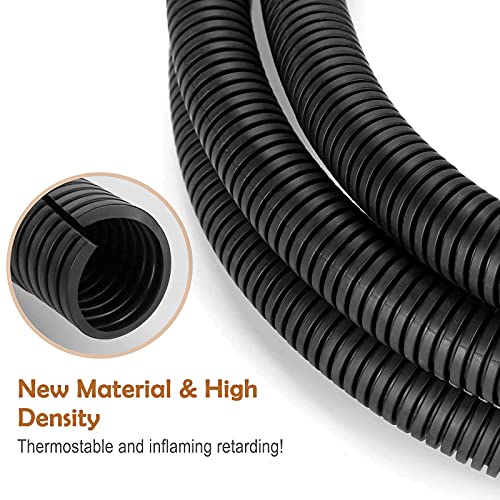 ZhiYo 20FT 1/2” Wire Loom Split Tubing Auto Wire Conduit Flexible Cover | High Temperature Heat Resistant -40F to 257F | Plastic Cover for Electrical Wires & Cables, Black - Image 4