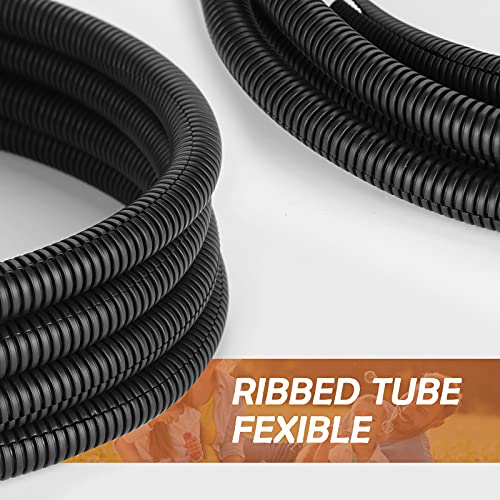 ZhiYo 20FT 1/2” Wire Loom Split Tubing Auto Wire Conduit Flexible Cover | High Temperature Heat Resistant -40F to 257F | Plastic Cover for Electrical Wires & Cables, Black - Image 5