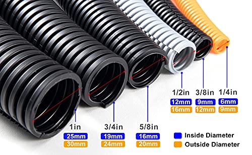 ZhiYo 20FT 1/2” Wire Loom Split Tubing Auto Wire Conduit Flexible Cover | High Temperature Heat Resistant -40F to 257F | Plastic Cover for Electrical Wires & Cables, Black - Image 2