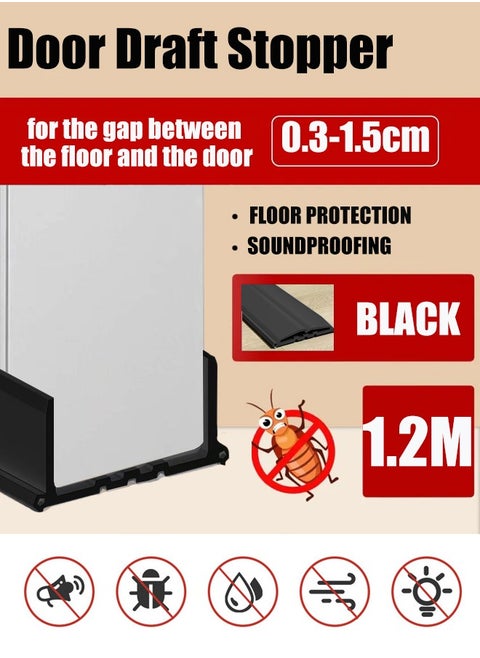 Under Door Draft Stopper,  Door Gap Sweep Seal Strip Bottom Exterior & Interior Weather Stripping Noise Blocker Door Draught Excluder, Under Door Draft Stopper Seals, Wind Breeze Noise Sound Light Dust Smell Insect Blocker for Door Window