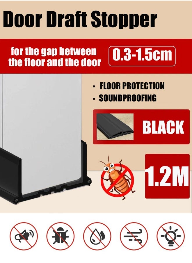 Under Door Draft Stopper,  Door Gap Sweep Seal Strip Bottom Exterior & Interior Weather Stripping Noise Blocker Door Draught Excluder, Under Door Draft Stopper Seals, Wind Breeze Noise Sound Light Dust Smell Insect Blocker for Door Window
