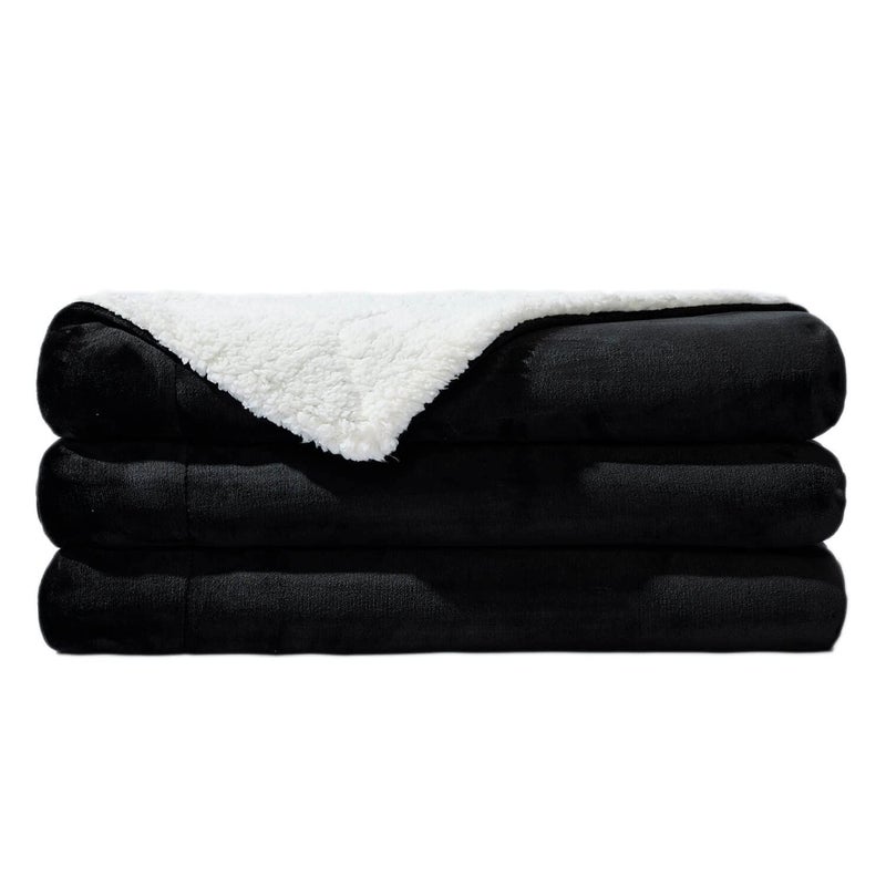 NANPIPER Sherpa Blanket Queen Fleece Bed Blankets Soft and Warm Fuzzy MicrofiberBlack 90x90