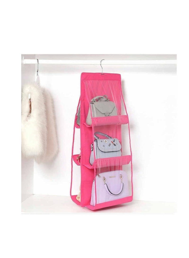Hanging Bag Organizer, Handbag Storage Hanger and Organizer 6 Pockets Fabric Hanging Handbag Organizer, Closet Hanger, Clutch Handbag Storage for Women and Ladies, (3 Pack) - Image 1