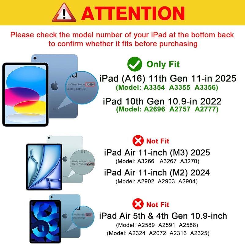 MOCA Case for iPad (A16) 11th Generation 11 Inch 2025 10th Generation Case 2022, iPad 10.9 Inch Cover with Clear Transparent Back and TPU Shockproof Frame Cover - Navy - Image 2