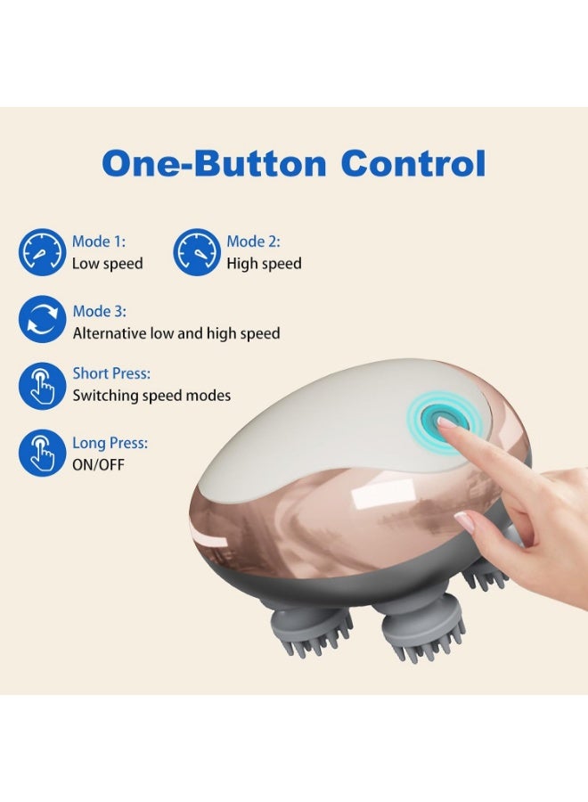 Electric Cordless Hair Scalp Massager with Kneading with 4 Heads 96 Nodes, Handheld Portable Head Massager for Hair Growth, Deep Relaxation & Clean,Ideal Gifts for Women, Men, Pets - Image 4